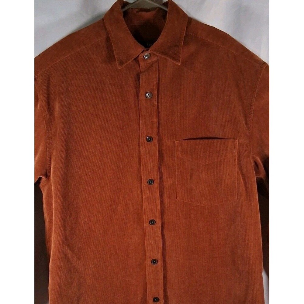 Basic Options Burnt Orange Corduroy Button-Down Shirt Gorpcore Cabincore Size M